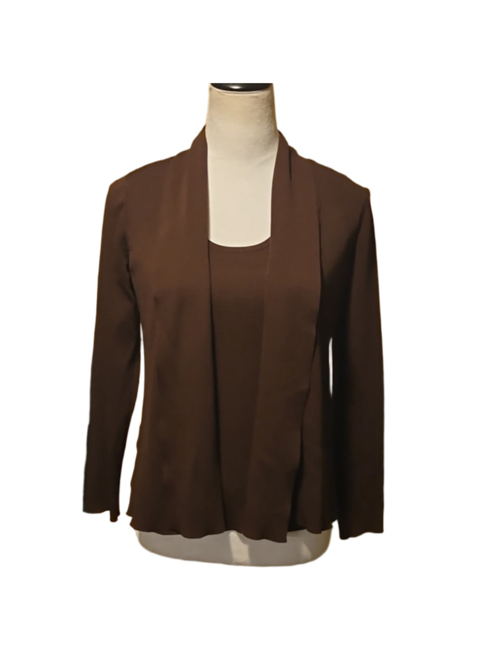 Birch Hill - Women's Beautiful Dark Brown Tank & Cardigan. Quality 2 Piece Set.
